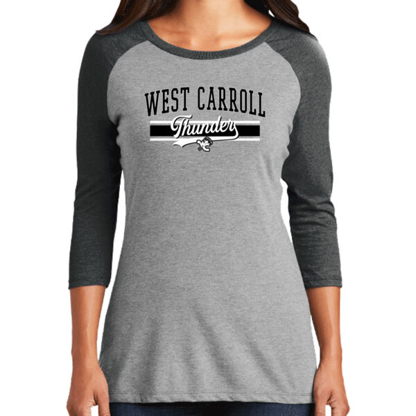West Carroll Thunder Logo 2 - Women's Perfect Tri ® 3/4 Sleeve Raglan 2 - Women's Perfect Tri ® 3/4 Sleeve Raglan Thumbnail